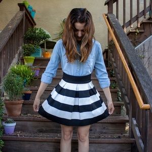 Pleated Black and White Skirt